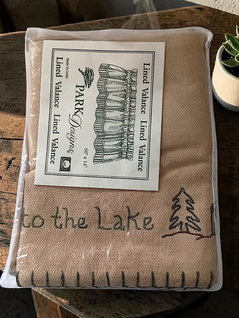 Park Designs Welcome To The Lake Valance Embroidered Tan Green Farmhouse Cabin